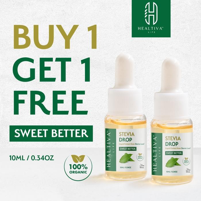

Healtiva | Paket Stevia isi 2 pcs | Buy 1 Get 1 | Stevia tetes original gula stevia asli sweetness diabetes cair gula pemanis original