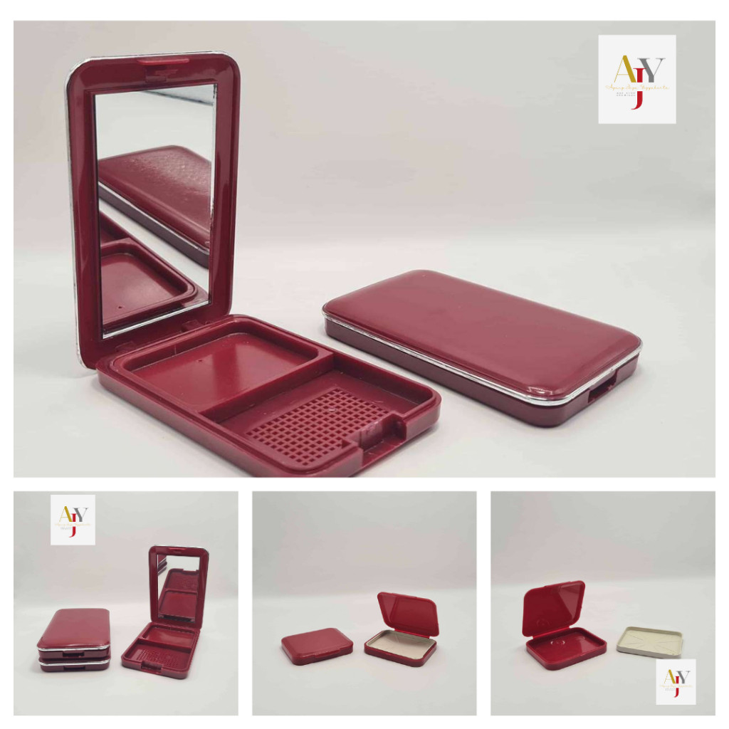 Pot Bedak  Two Way Cake Kotak Merah Maroon