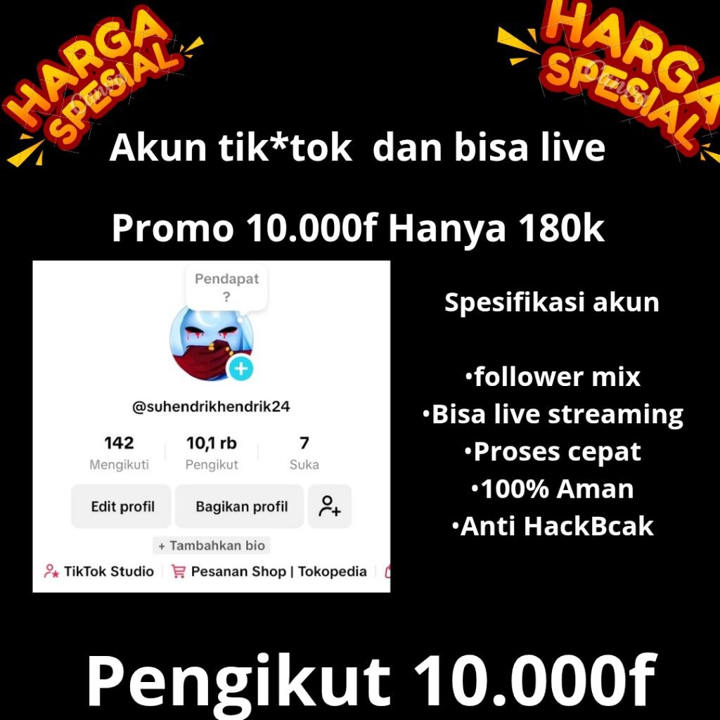 Promo Akun Affiliate Tiktok Termurah
