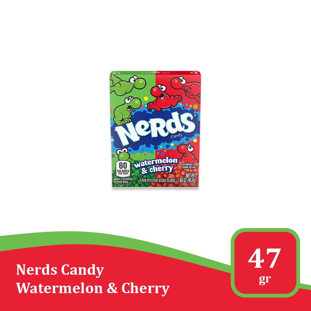 

Nerds Wild Cherry & Watermelon 1.65-Oz - permen import USA