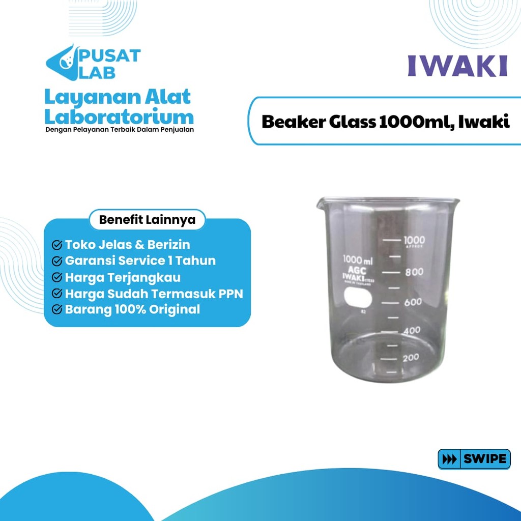 Beaker Glass 1000ml, Iwaki
