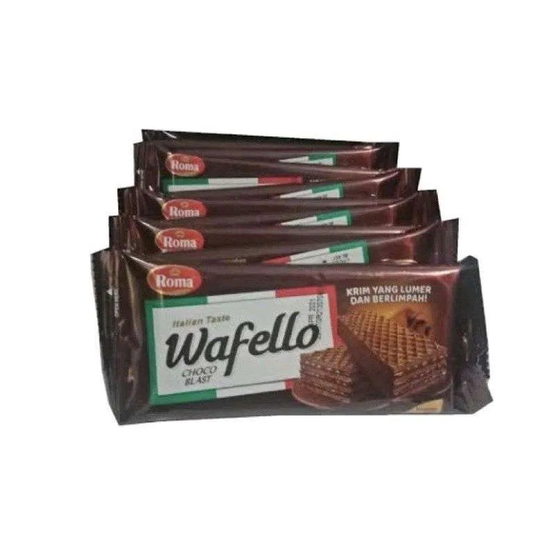 

WAFELO RENCENG 10 PCS WAFELLO WAFER CHOCO BLAST 21 GRAM BUTTER CARAMEL COCONUT 17gr 20.5 gr ROMA MAYORA ITALIAN TASTE PROMO SACHET