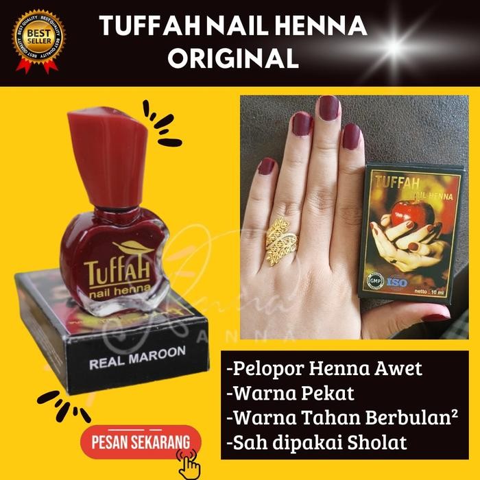 Promo Tuffah Nail Henna Original BPOM (kemasan baru) Kutek Hena - Maroon Terlaris