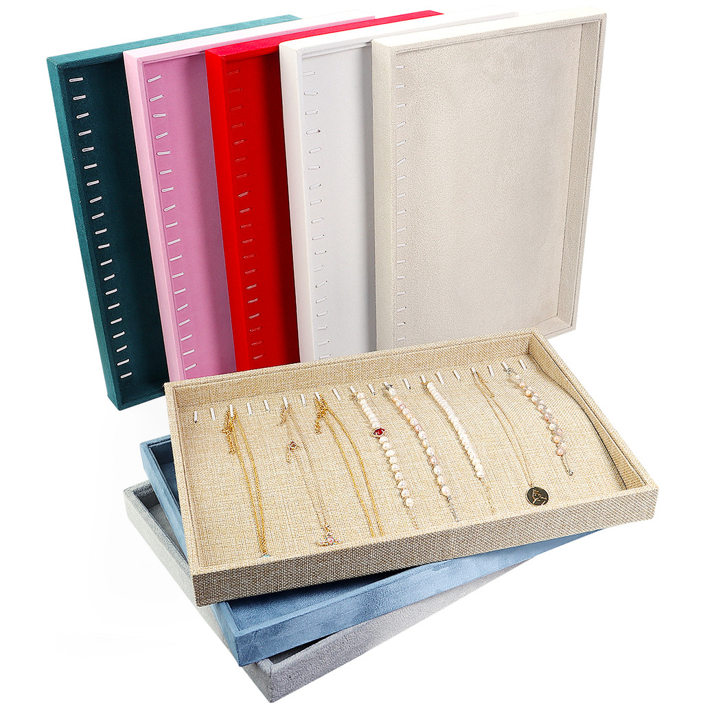 

DC 1Pcs Velvet Jewelry Display Tray Multicolor Organizer Holder Box Necklaces Bracelets Rings Storage Show Tray Case Wholesale