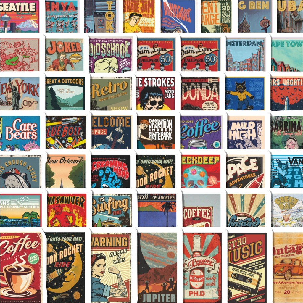 

Stiker Cutting Pack Stiker Poster Dinding Retro Isi 100Pcs Series Aesthetic Lucu Keren Untuk Koper Bahan Vynil