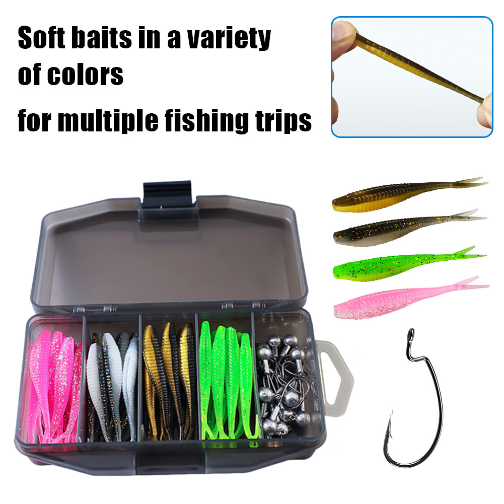 [Ready stock] 61Pcs/set Umpan Soft Lure Kotak Umpan Pacning Ikan / Umpan Pancing Tiruan Bentuk Ikan 