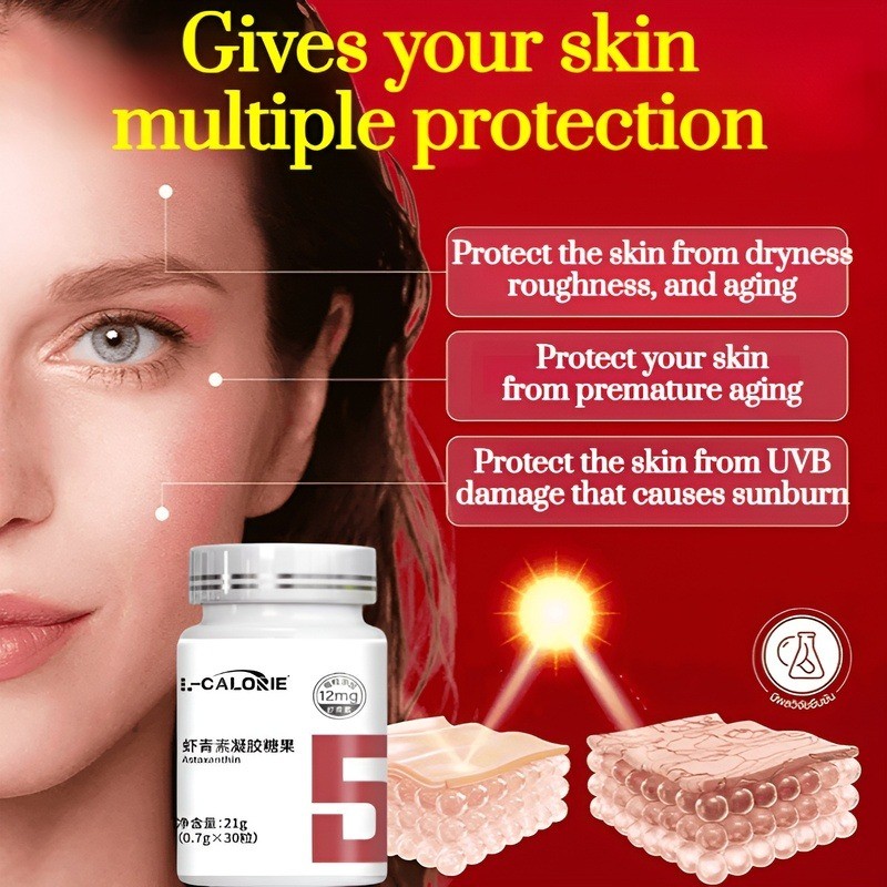 

⚡Gummy Astaxanthin Halal⚡/Suplemen Kecantikan Organik/Kapsul Jelly Anti Penuaan/Kulit Glowing & Cerah/Perawatan Mata, Sendi & Darah/Minyak Krill Antartika