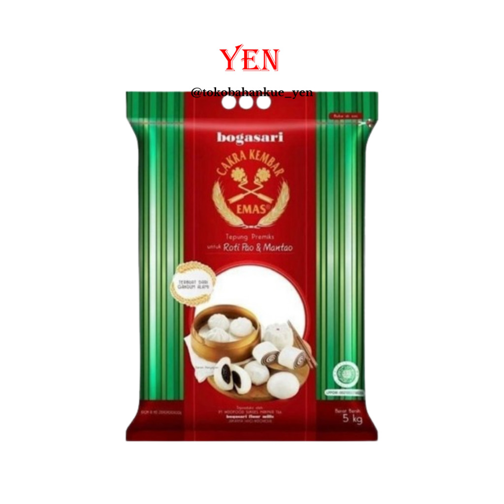 

Bogasari Tepung Cakra Kembar Emas Roti Pao & Mantao 5 Kg