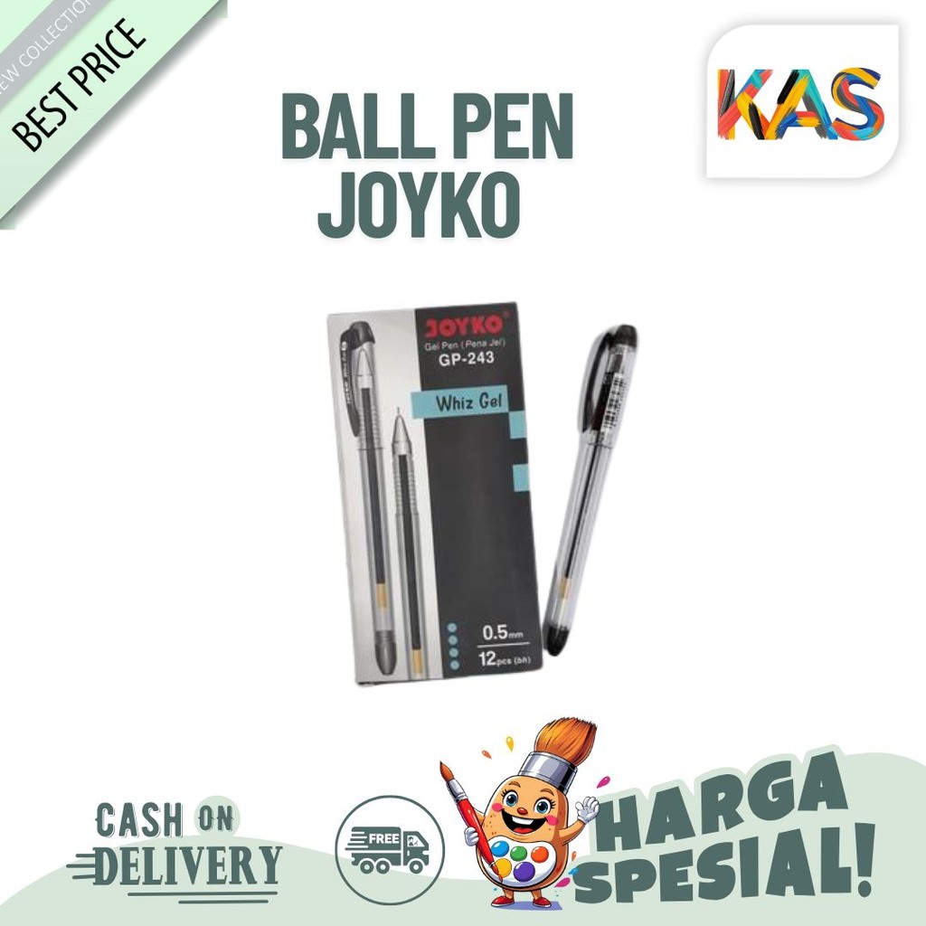 

Pulpen Ball Pen Joyko GP- 243 Gell Pen Tip 0.5 Tinta Hitam Lusinan Isi 12 pcs