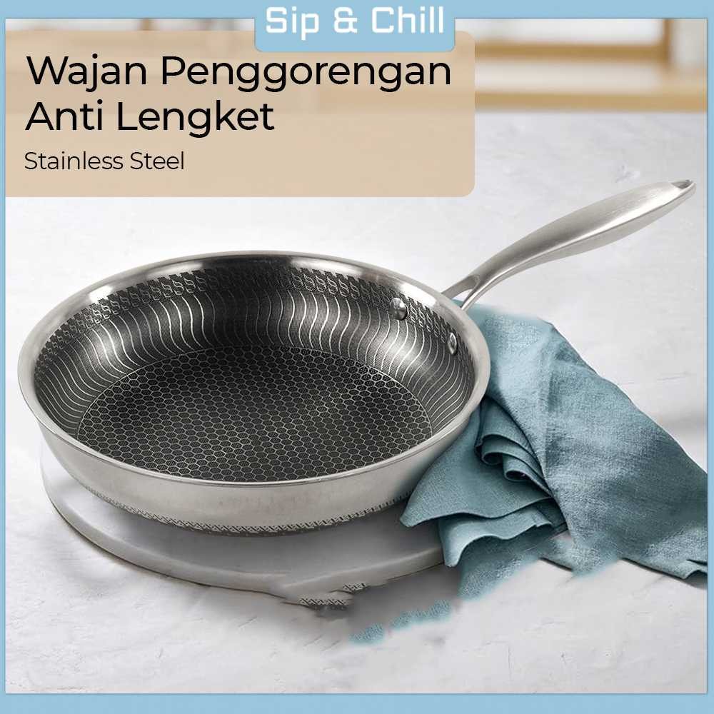 Wajan Penggorengan Frying Pan Stainless Steel Anti Lengket - 316