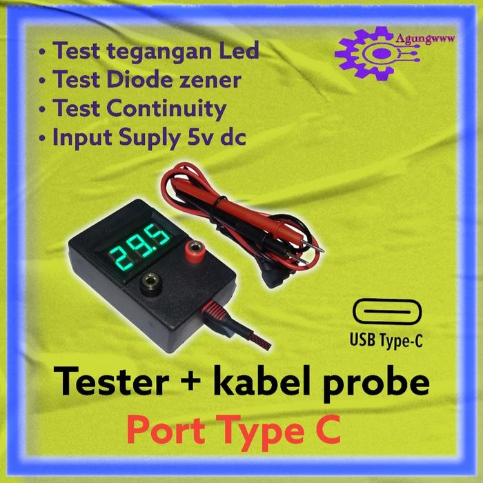 COZY led tester auto volt tester led backlight - Type C & Probe, 0,56" / Blue