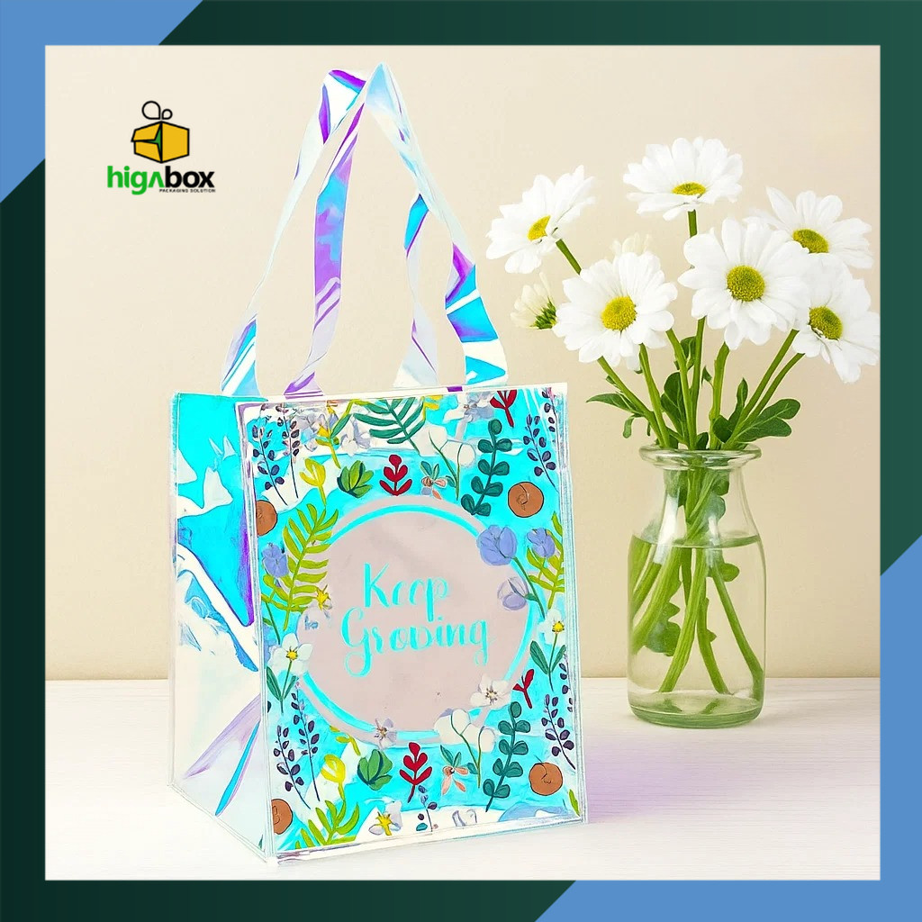 

Totebag Mika PVC Hologram / Tas Slingbag Mika Hologram / Tas Pelangi / Tas Mika Hologram / Tas Mika PVC Motif Bunga Daisy | Totebag Souvenir Transparan | Goodiebag Gift Bag | ACHP04