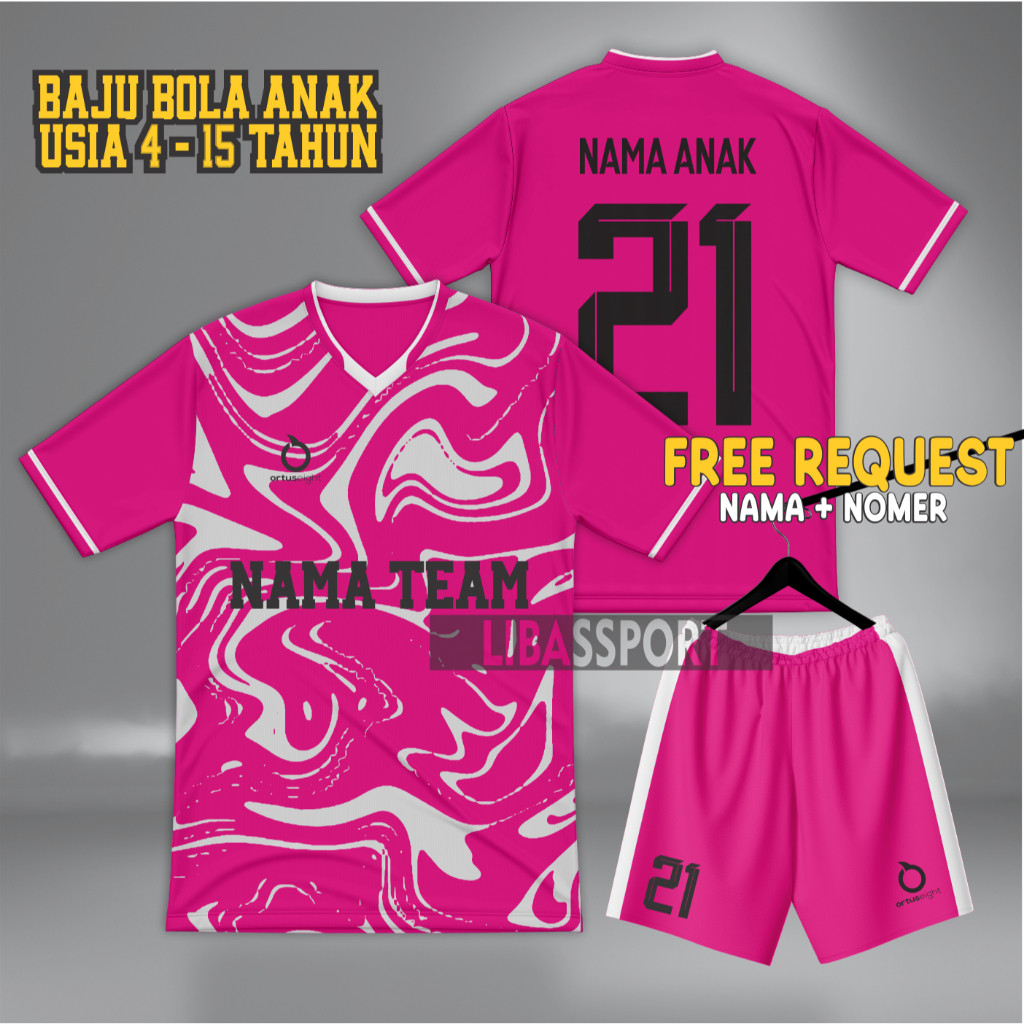 Stelan Baju Bola Anak Free Nama + Nomer Punggung,Kaos Futsal Ukuran Anak Free NamesetCO