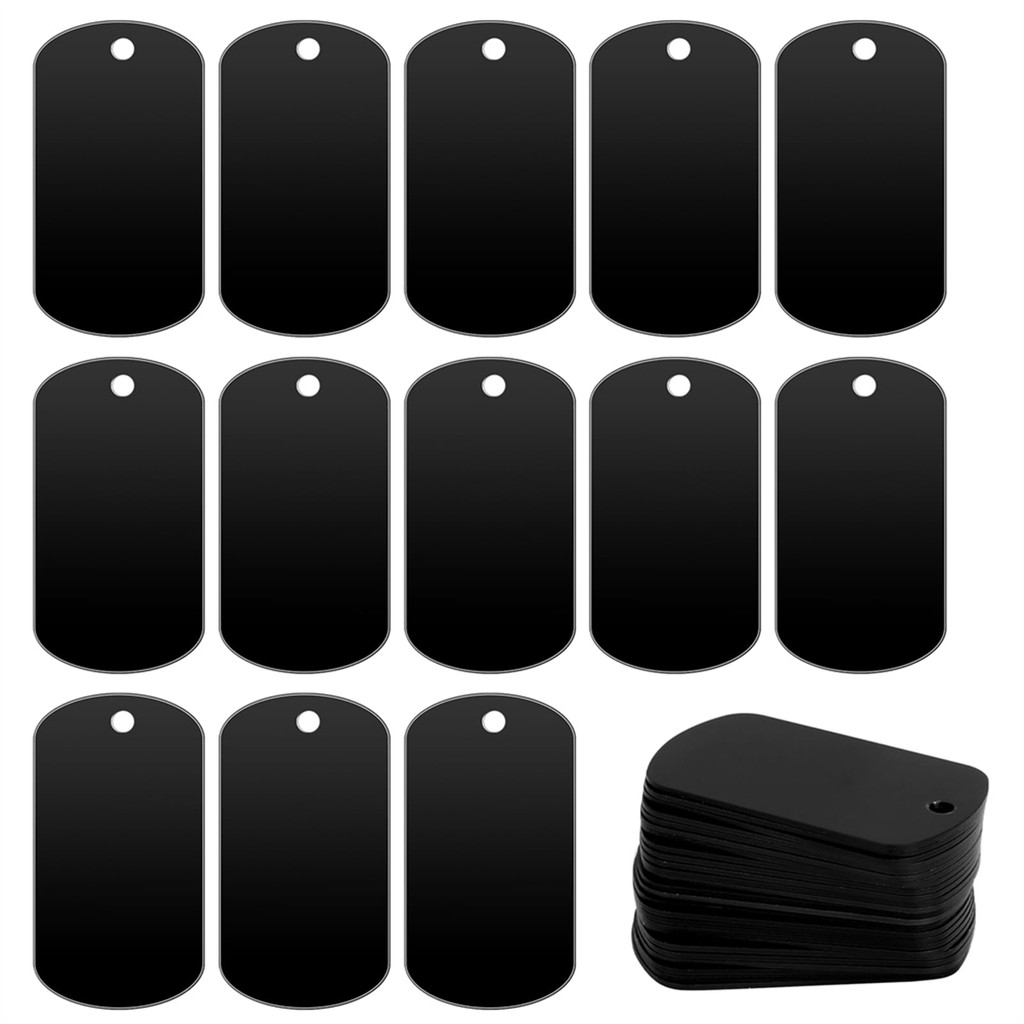 

25 Pcs Metal Stamping Blanks Black for Stamping, Engraving Blanks Aluminum Stamping Blanks Keychain Blank Dog Tag