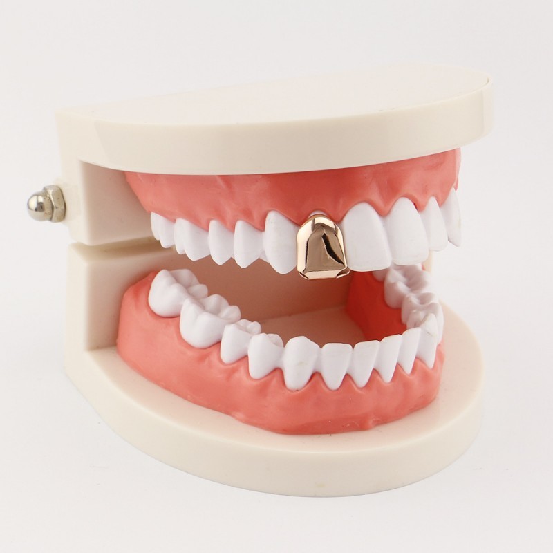 RF - Grillz Gigi Gigi Emas Hip Hop Gigi Palsu Warna Emas Hiasan Gigi Gigi Palsu Perak