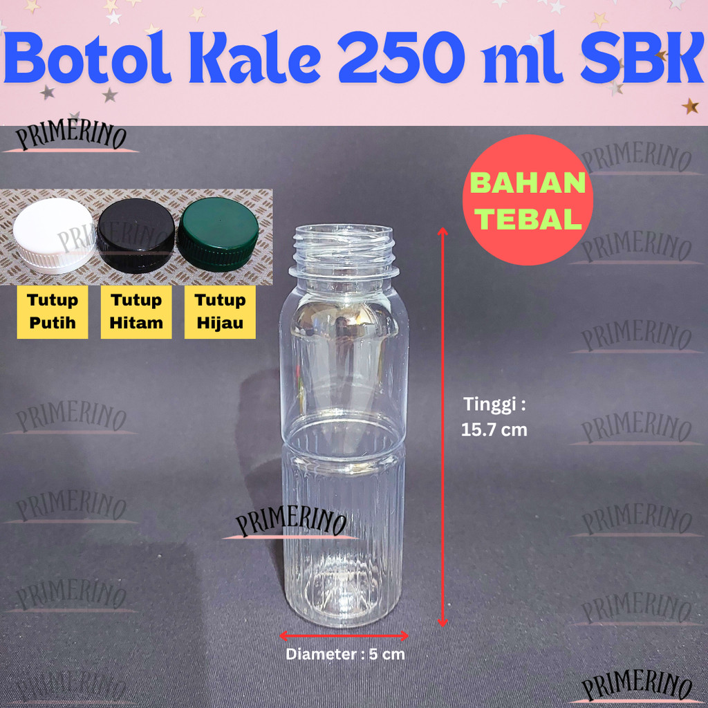 Botol Kale 250 ml SBK Bahan TEBAL / Botol Almond Botol Miniman Madu Jamu Kopi Botol Plastik Tebal