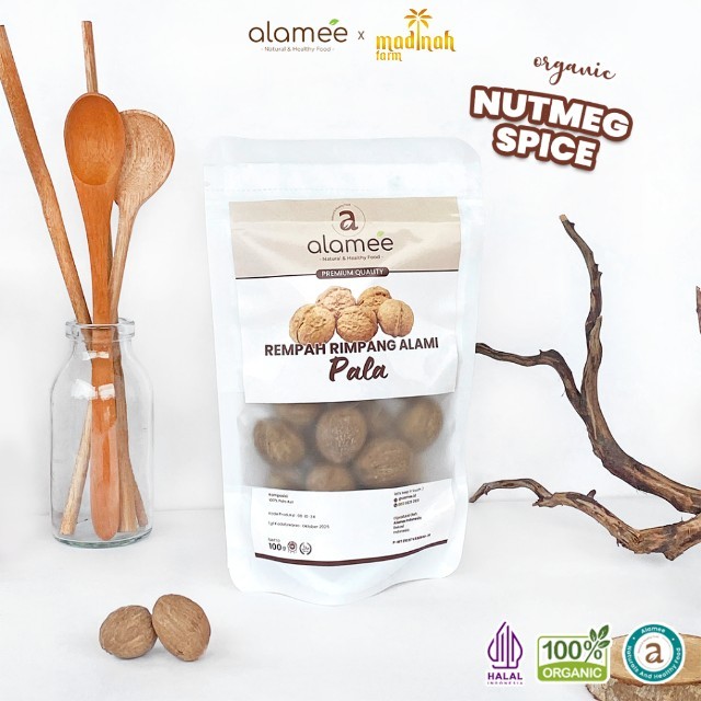 

ALAMEE Biji Pala Utuh Rempah Kering Nutmeg Whole Rimpang Organik Alami Bumbu Seasoning Masakan 100gr madinah