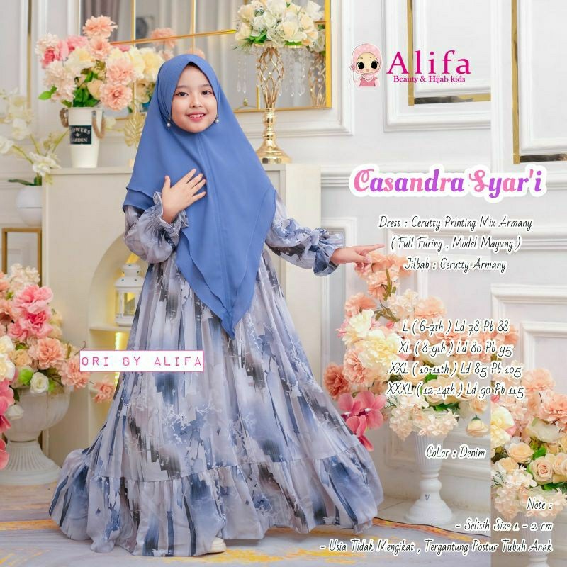 Baju Lebaran Kekinian Termurah Muslimah anak cantik / CASANDRA SYARI KIDS MEGA BINTANG GAMIS SYARI A