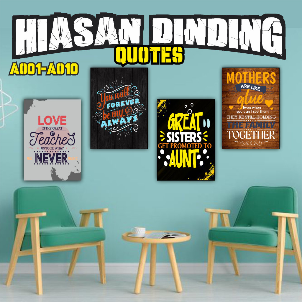HIASAN DINDING CODE 01-10 QUOTE KAYU MDF KUTIPAN KATA QUOTE VARIAN UKURAN PROMO