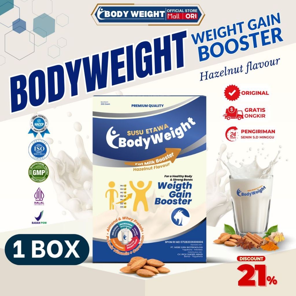 

BODYWEIGHT Susu Etawa Penggemuk Badan Terbaik Susu Kambing Etawa untuk Penambah Berat Badan dan Masa Otot Paket 1 Box