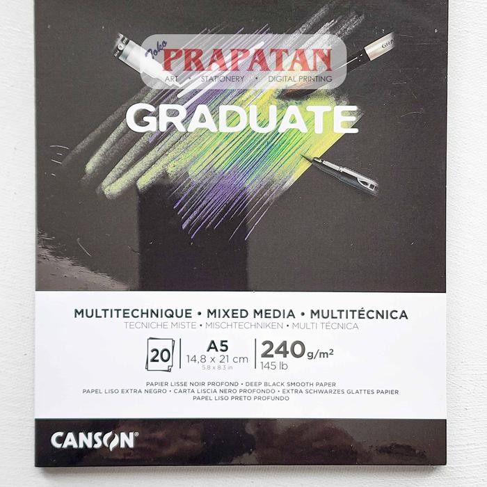 

【M-MT】SALE!!! GRADUATE Canson Drawing Pad A5 | Mix Media | Watercolor | Sketch - M.MEDIA BLACK