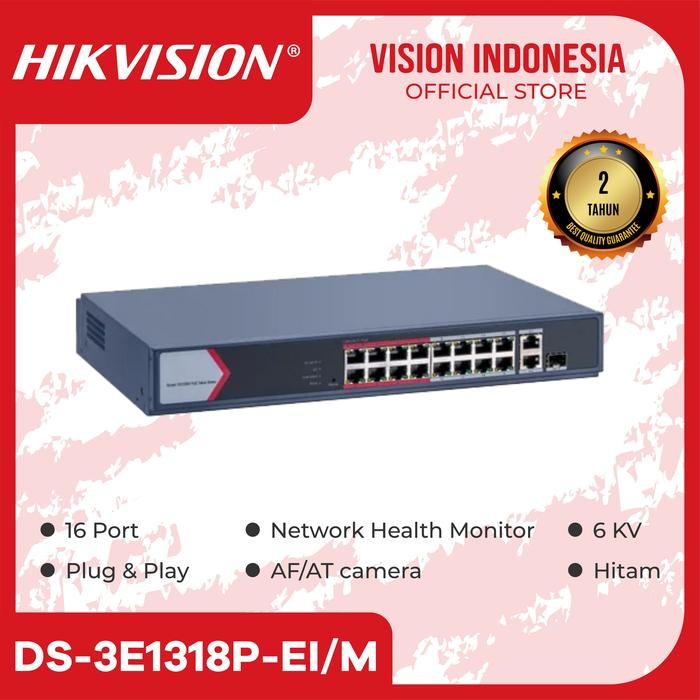 HIKVISION DS-3E131P-EI/M - Smart POE Switch 16 Port POE 2 Uplink