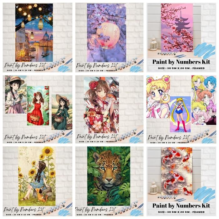 

Promo Paint By Number 30x20cm with WOODEN FRAME PAINTING BY NUMBER all picture readystock - disney all princess Terlaris