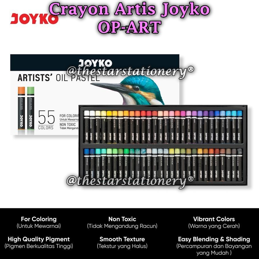 

(1 Set) GROSIR Artis Crayon JOYKO OP-55ART 55 Colors / Artists Oil Pastel Krayon Minyak Joyko OP-ART