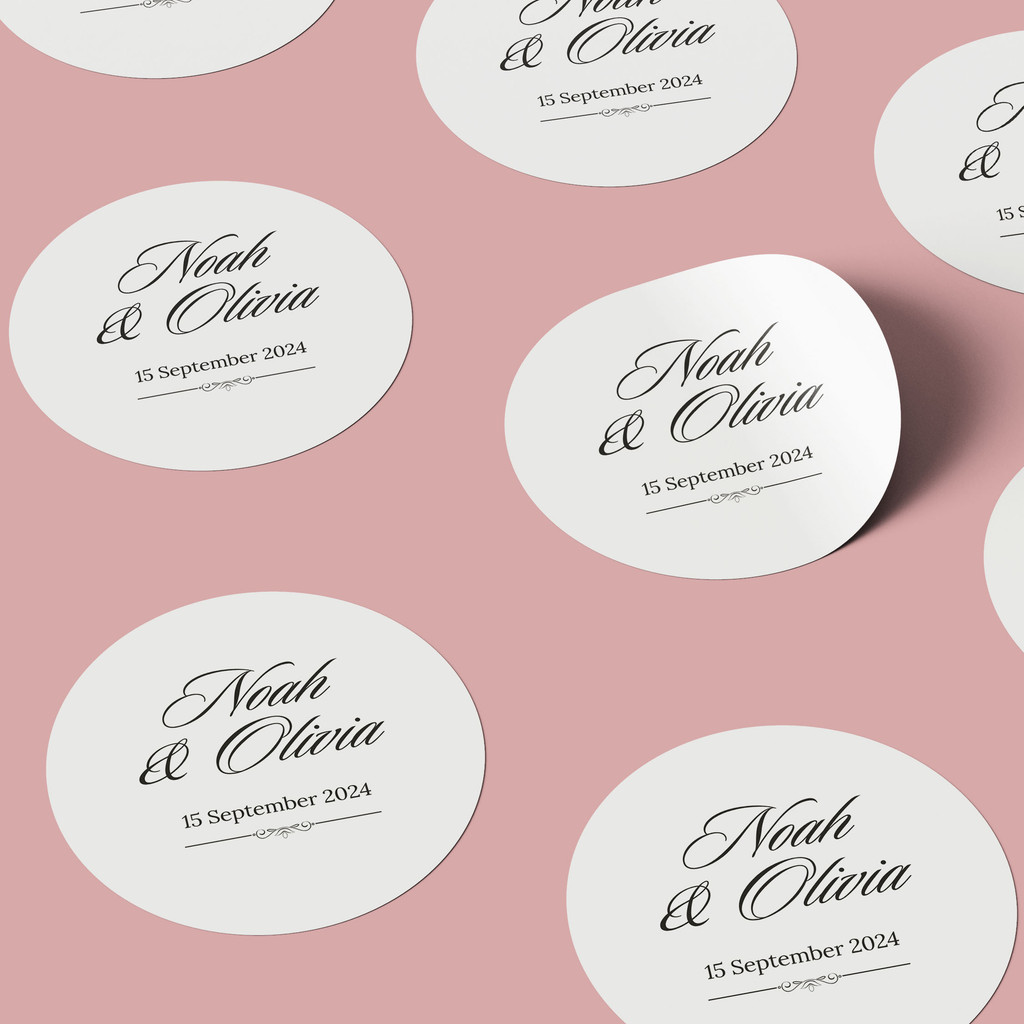 

[ISI 125pcs] Aneka Sticker Souvenir Bulat Stiker Wedding Pernikahan Lingkaran Minimalis WB57