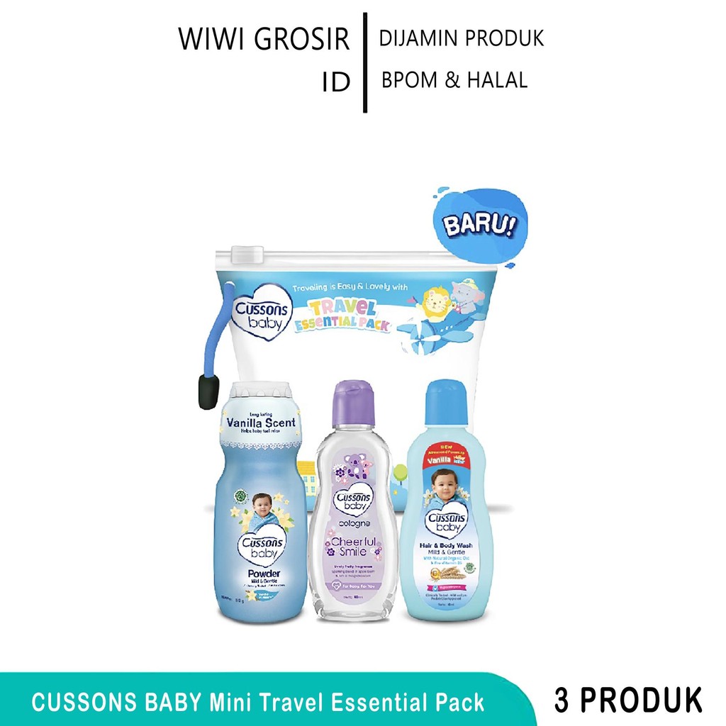 CUSSONS Baby Travel Essential Pack 3 Item - Travel Gift Set - Paket Perawatan Kulit Bayi Praktis - W