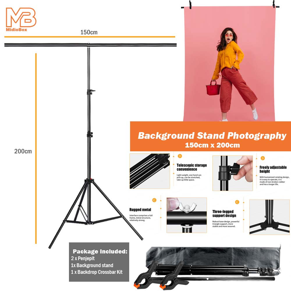 Stand Background Foto Studio Midio Ukuran Tinggi 200cm x Lebar 150cm Stand Alas Foto Tiang Alas Foto