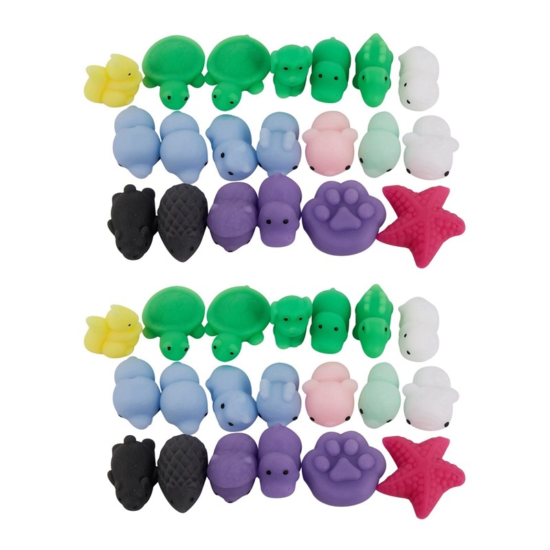X18A-40Pcs Mini Squeeze Toy Squishy Mochi Soft Release Stress Toys Kawaii Animal Squishy Toys Seal O