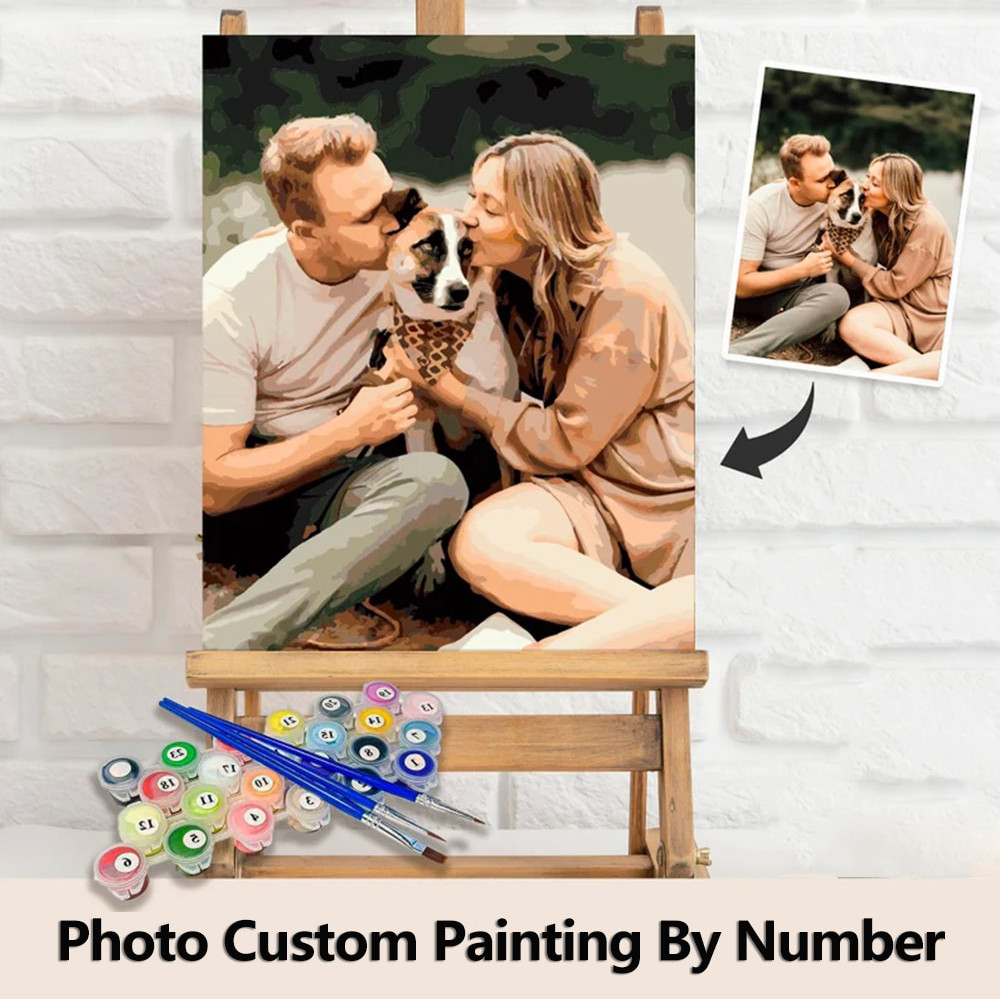 

HUACAN Custom Photo Oil Painting By Numbers Couples Pets Picture Art Craft On Canvas Living Room Wall Decoration