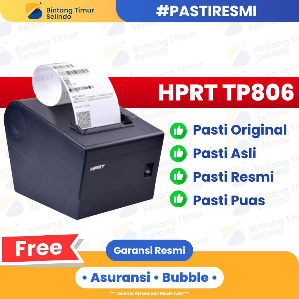 Printer Thermal HPRT TP-806 kertas 80mm auto cutting Usb Printer Kasir WINDOWS 10, 11- PRINTER RESI