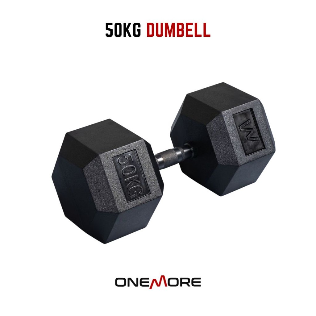 ONE MORE Dumbell Hexagonal 50kg Barbel Angkat Beban