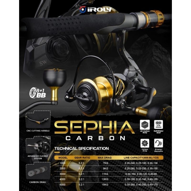 Reel Iroly Sephia Carbon SW 1000 s/d 3000