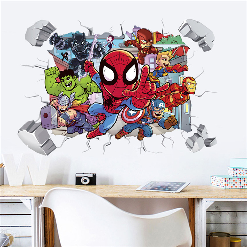 

Cartoon Avengers Captain America Wall Stickers For Kids Room Marvel Superhero Movie Poster Living Room Bedroom Wall Decoration