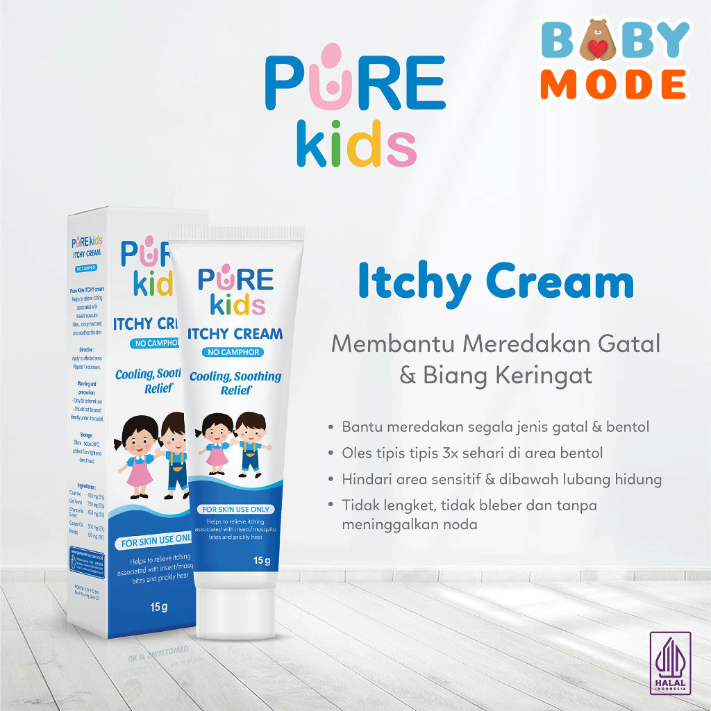 PURE KIDS Itchy Cream 15gr | Salep Krim Obat Gatal Gatel Pereda Biang Keringat Untuk Anak Bayi ~BM