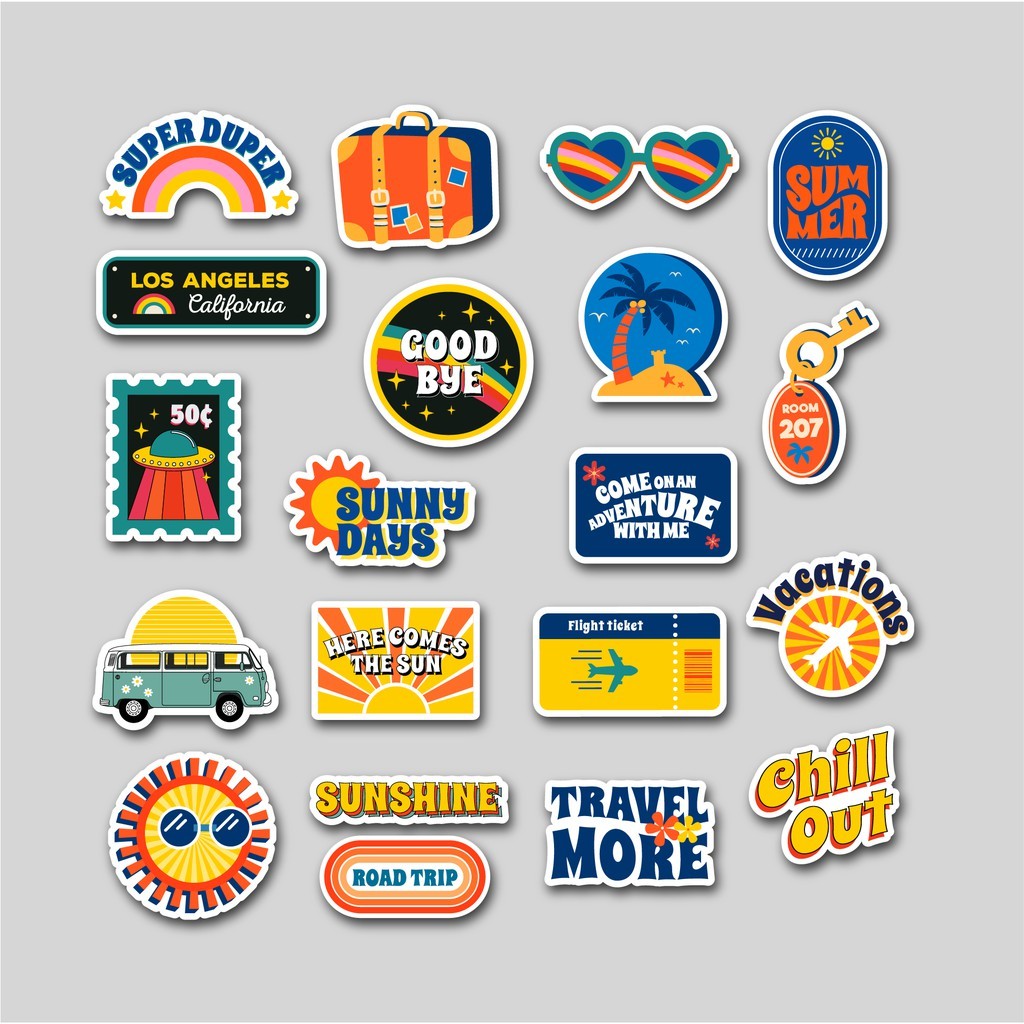 

Sticker Pack Holiday 70s | Sticker Tumblr | Stiker Laptop Koper Helm