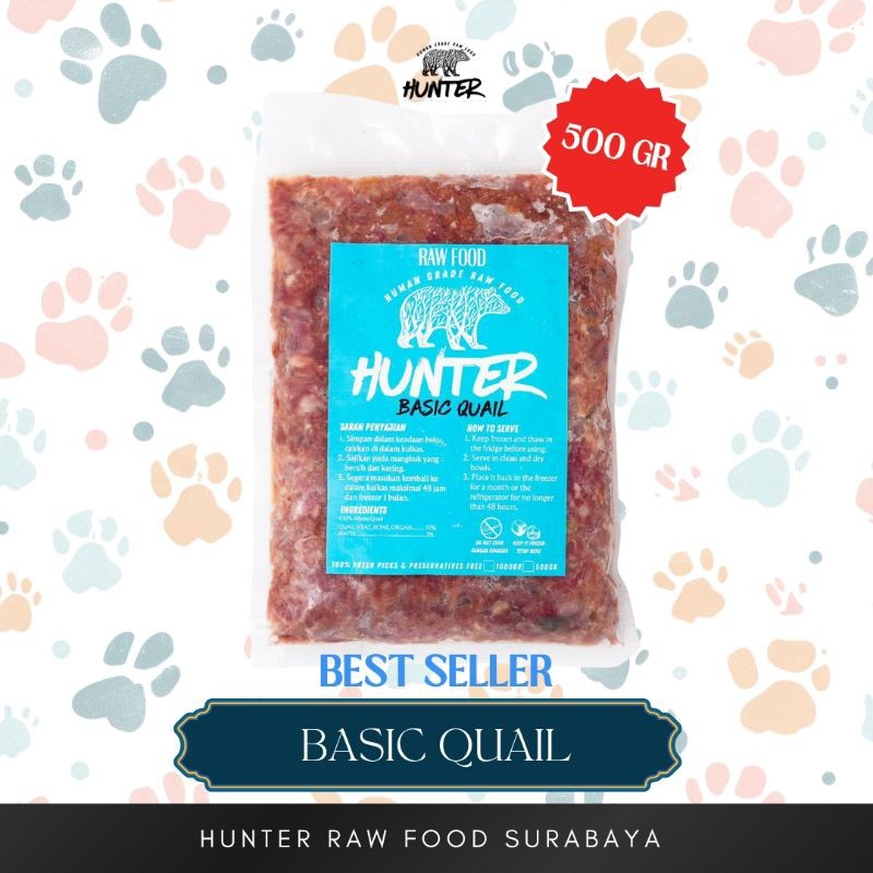 Hunter Raw Food | DAGING PUYUH GILING (RAW CAT and DOG FOOD) - 500gr| GROUND QUAIL | 100% Daging Puy