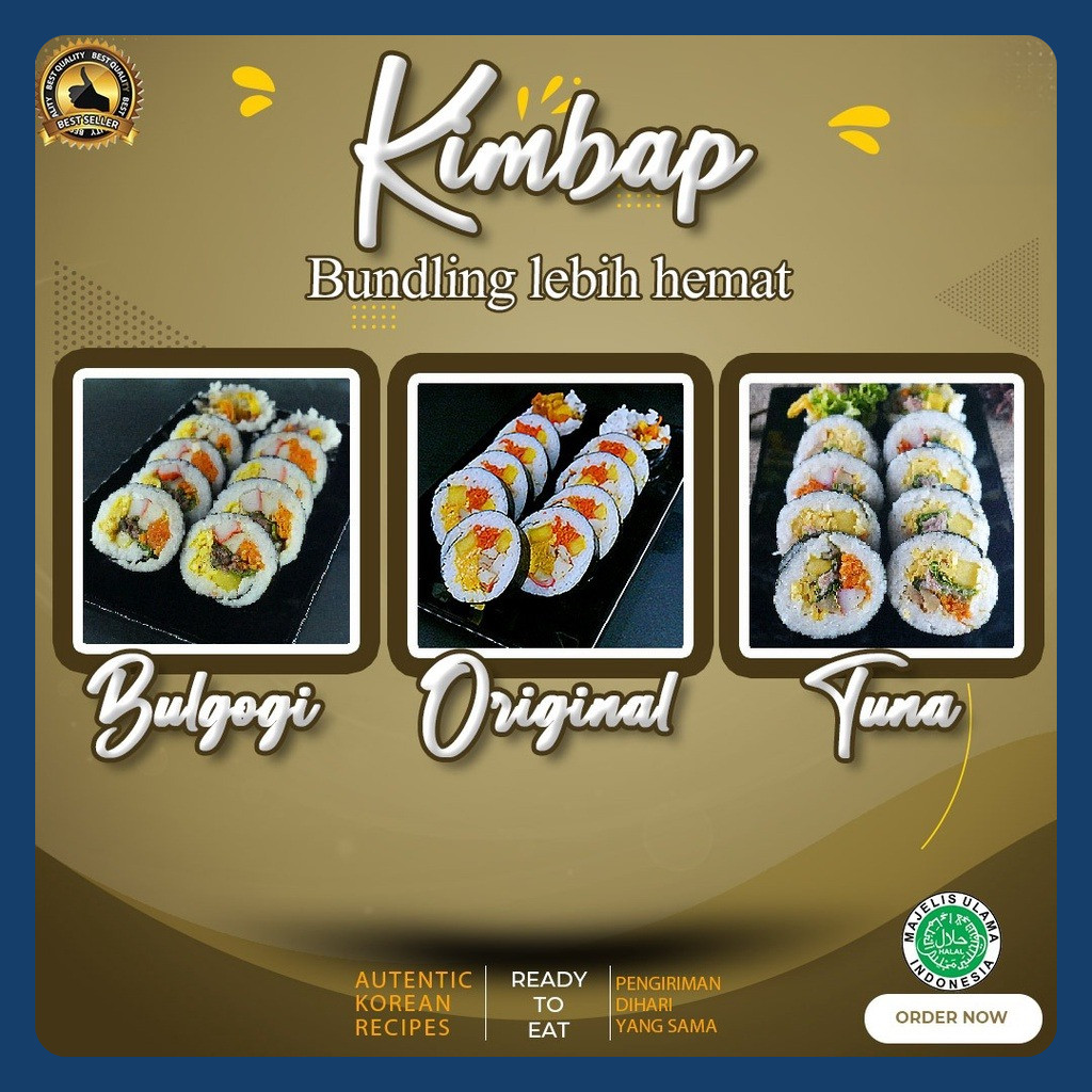 

Paket Bundling Kimbab Korea Hemat 3 Varian Bulgogi/Tunan/Original Kimbab Sushi Korea