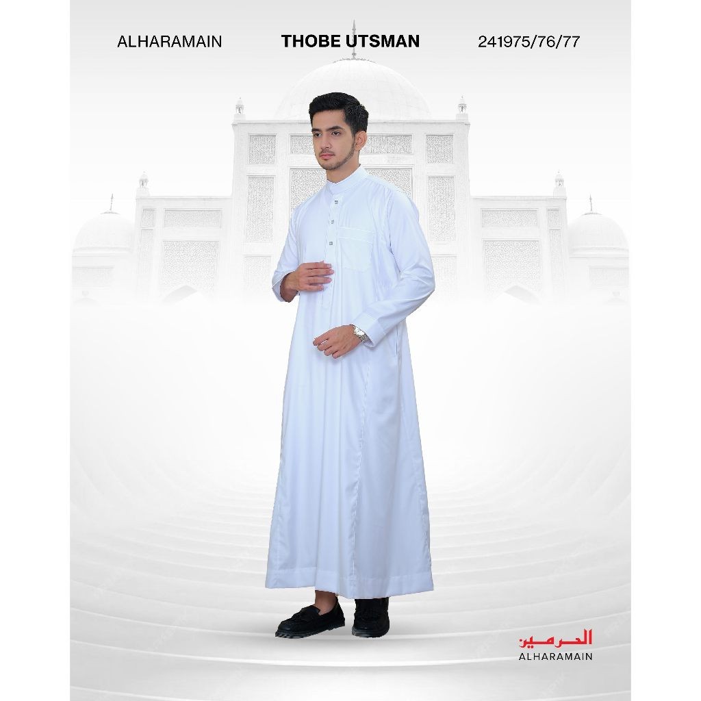 ladang fashion Series Semi Wol Thobe Utsman Jubah / Gamis Pria Remaja & Dewasa (241975/76/77) | Puti