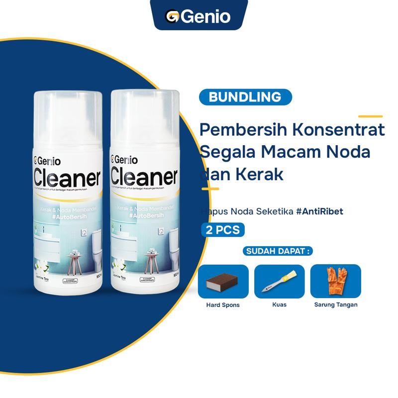 

Genio | PAKET BUNDLING 2X Genio Cleaner - Pembersih Kerak Lantai, Besi Stainless, Plastik dan Peralatan Dapur. Free Safety Glove, Kuas & Sikat Kawat