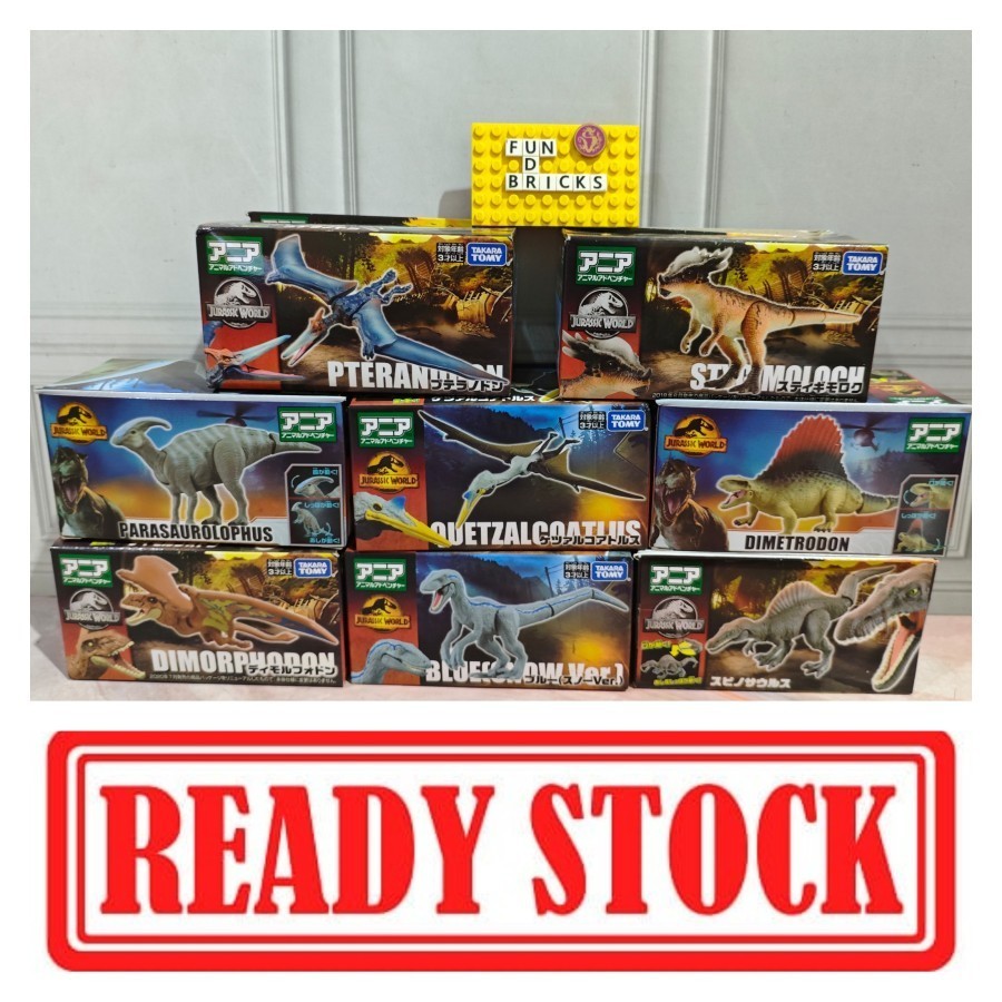 Takara Tomy Ania Jurassic World Dimorphodon Stygimoloch Velociraptor Spinosaurus Parasaurolophus Pte