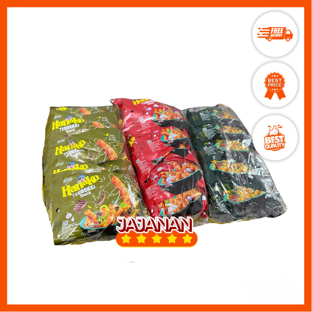 

Hanako Teobboki Snack Cemilan Rasa Barbeque/Spicy Chili/Seaweed 1 Pack isi 10 pcs x 13gr Jajanan Termurah