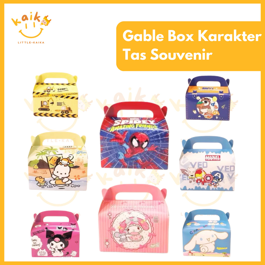

LITTLE KAIKA | GB42 Gable Box Tenteng Hadiah Kado Souvenir Anak Souvenir Goodie Bag Kue Roti Snack Gable Box Karakter Super Hero Anak Lucu Kantong Bingkisan Mini