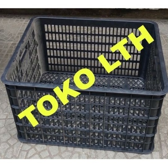 CONTAINER KERANJANG INDUSTRI BOX WADAH SERBAGUNA KRAT LUBANG HITAM