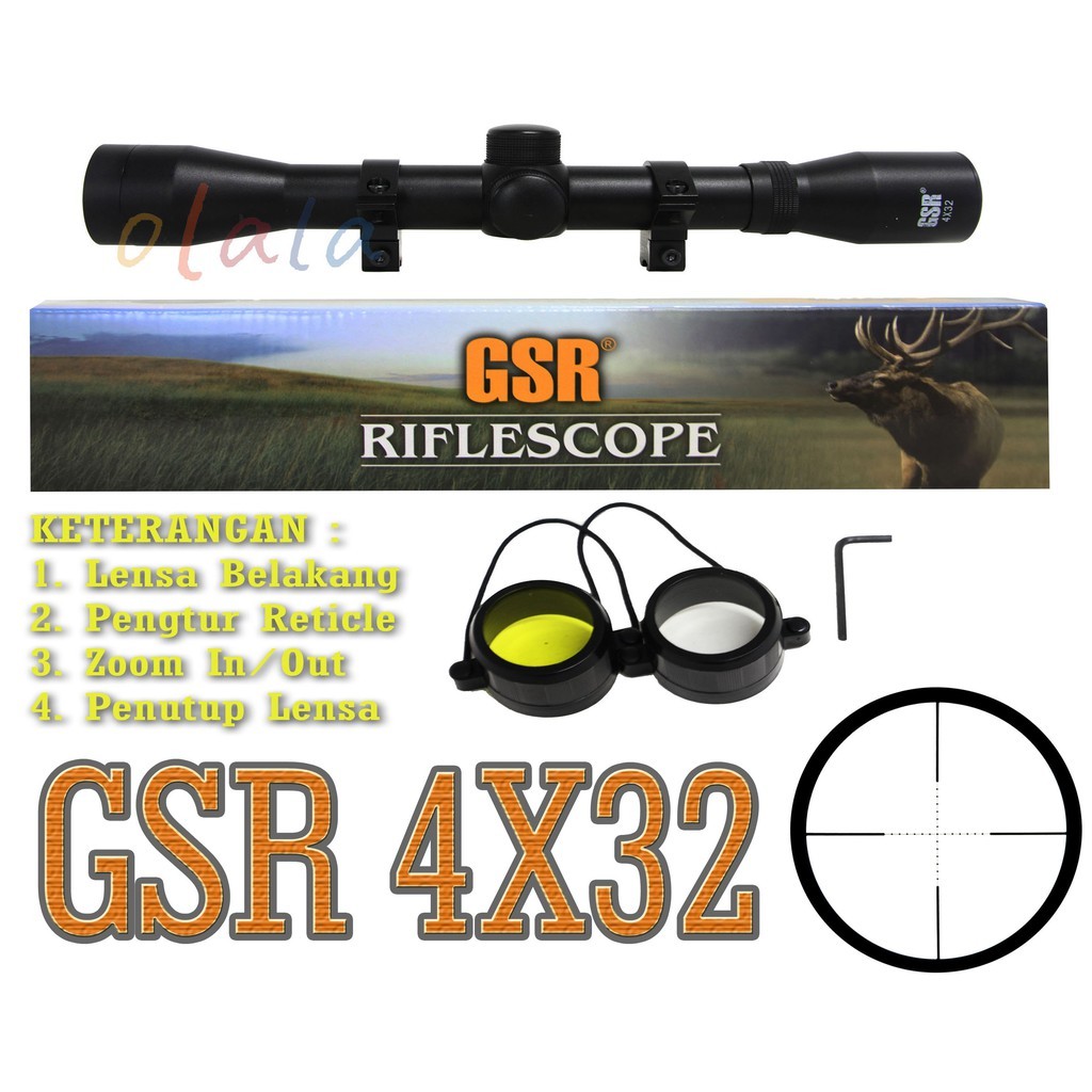 Teleskop Riflescope GSR 4x32 Lensa Jernih Mildot TERLARIS