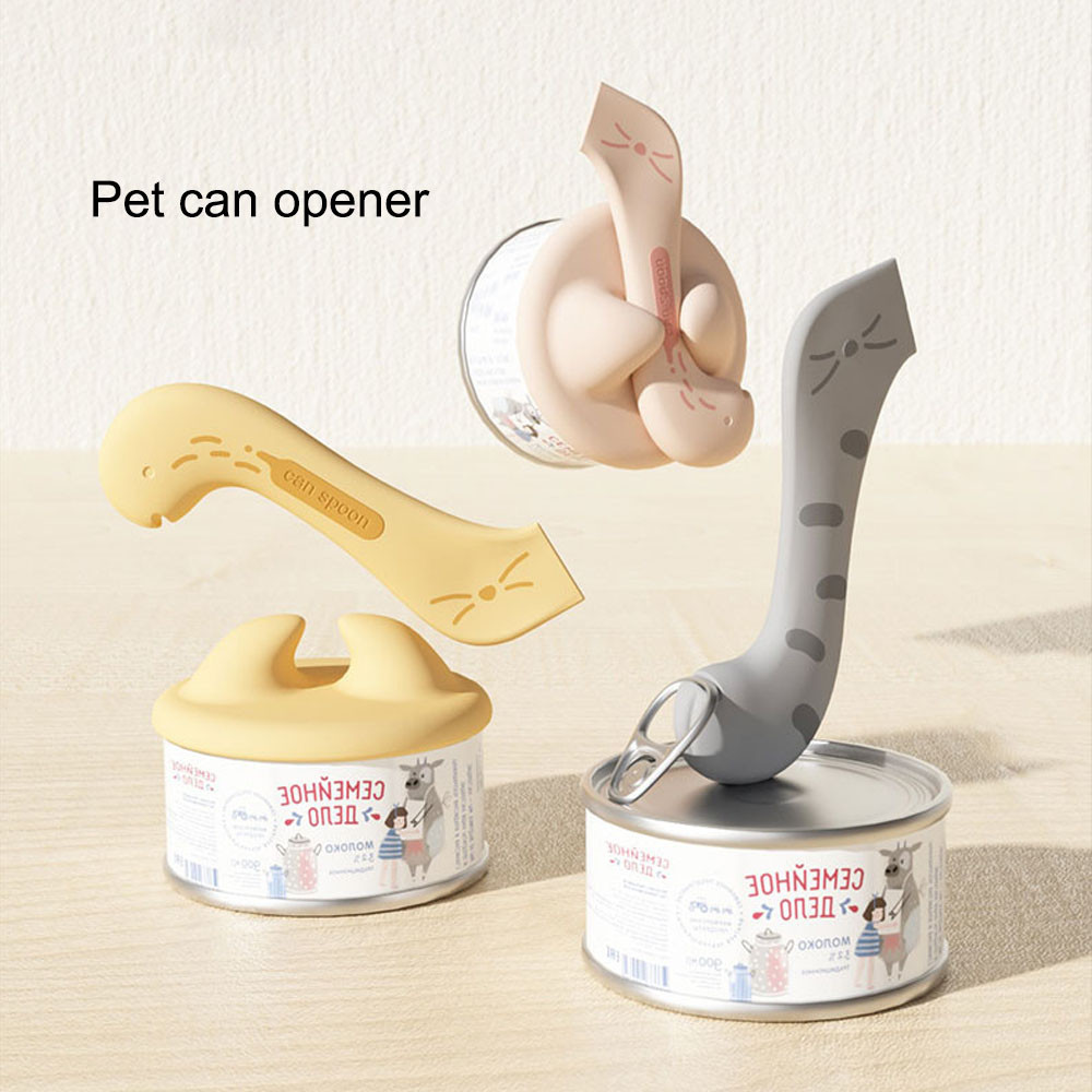 Pet Spoon Multifunctional Can Opener Wet Food Feeding Spoon Silicone Pet Can Sealing Lid Food Storag