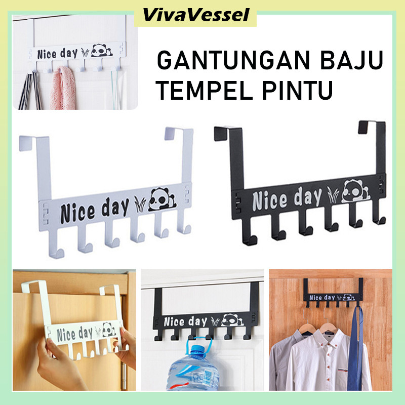 Antungan Baju Tempel Pintu/Gantungan Baju Hook Nice Day/Hook Hanger Gantungan Belakang Pintu 6 Kait